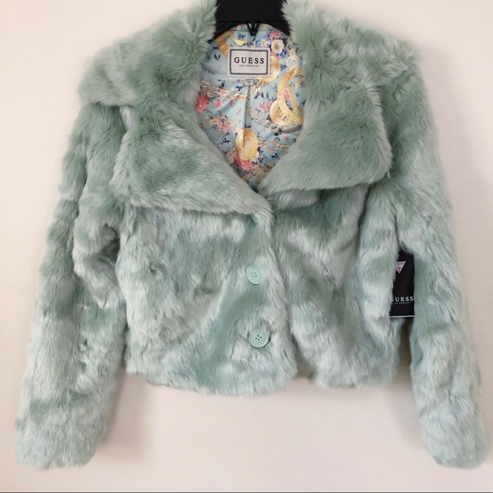 Guess Mint To Be Green Faux Fur jacket